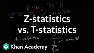 Z-statistics vs. T-statistics | Inferential statistics | Probability and Statistics | Khan Academy