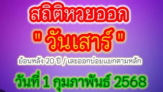 สถิติหวยออกวันเสาร์ ย้อนหลัง 20 ปี แนวทาง1/2/68