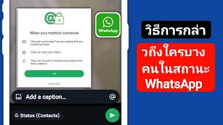 วิธีกล่าวถึงใครบางคนในสถานะ WhatsApp (วิธีใหม่) | แท็กบุคคลในสถานะ WhatsApp ของคุณ