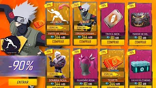 É AMANHÃ!! 2° LOJA MISTERIOSA E ITENS, PEGUE O KAKASHI, SOMBRA ROXA? TROCA NICK, NOVIDADES FREE FIRE