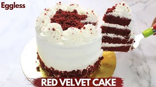 रेड वेल्वेट केक ची Original Recipe | Eggless Red Velvet Cake with Cream Cheese Frosting | Tall Cake