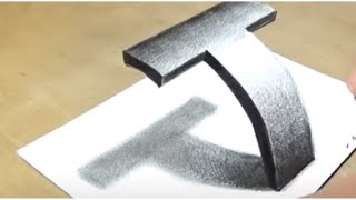 Letter T drawing step by step | Letter 'T' 3D drawing tutorial | 3Ddrawing
