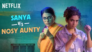 Sanya Malhotra's Savage Replies To Desi Aunty | Prashasti Singh | Pagglait | Netflix India