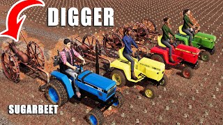 Small Digger & Sugarbeet Harvest with Lawn Tractors! Mini Farm #8 |Farming Simulator 19