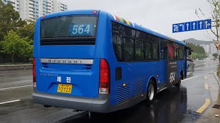 대구(564 세진교통) 19년식 현대 뉴슈퍼에어로시티CNG F/L [HYUNDAI] 고상 개선형 앞면 주행영상[1080p] (191002)