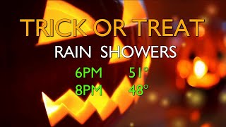 Clouds and showers for Trick-or-treating