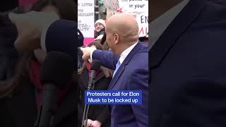 Protestors call for Elon Musk to be locked up