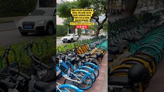 中国的共享单车，一键扫码方便你我他！City walk can be easily achieved since there are so many shared bicycles in China.