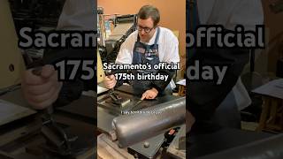 Letterpress printing a large photo engraving for Sacramento’s official 175th birthday (February 27)