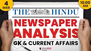 The HINDU for CLAT 2025 (4th March) | Current Affairs for CLAT | Daily Newspaper Analysis