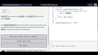 Lesson 62 | Basic JavaScript | Practice comparing different values