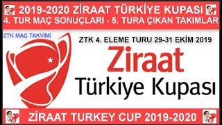 Ziraat Türkiye Kupası 4. Tur Maç Sonuçları-ZTK 5. TURA YÜKSELEN TAKIMLAR 2019/20, Ziraat Turkish Cup