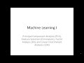 Machine Learning Dimensionality Reduction Part1 Principal Component Analysis (PCA)