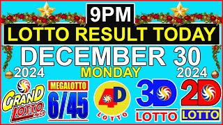 Lotto Result Today 9pm December 30 2024 PCSO