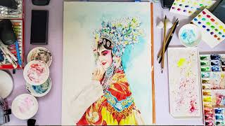 WATERCOLOR//水彩戏曲人物Watercolor traditional (Chinese) opera characters 婺剧戏曲人物