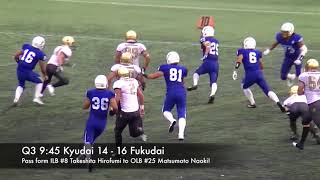 ２０１８年　アメフト九州　 Week 1 Kyudai vs Fukudai