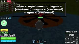 superhuman fully awakened magma saber v2 combo in blox fruits