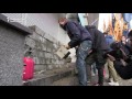 Ukrainian Activists Brick Up Entrance To Russian Bank