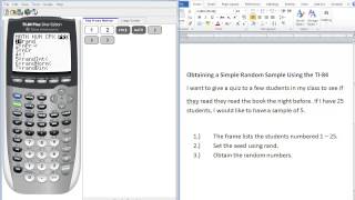 TI-84 Tutorial: How to Obtain a Simple Random Sample