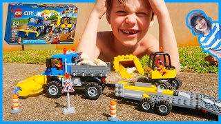 Lego Sweeper and Excavator Construction Truck Time Lapse Build