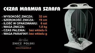 Najnowsze wzory zniczy Duży znicz szklany kapliczka NOWOŚĆ 2019 - CEZAR MARMUR SZARFA