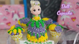Princess dress Doll Cupcake|Mini Doll Cupcake|How to make Doll cake with cupcakes|Birthday cake|