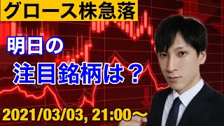 【質問コーナー】グロース株急落。明日の注目銘柄を発掘。日本株・米国株・ビットコイン、貴金属をテクニカル分析！！