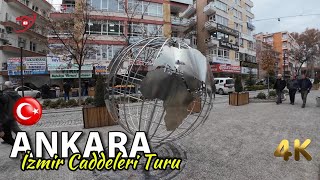 ANKARA, İzmir Caddeleri Yürüyüş Turu, Aralık 2024, 4K