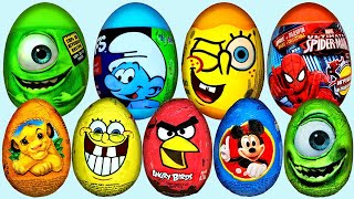 10 Surprise Eggs Kinder Surprise Spongebob Mickey Mouse Disney Pixar Cars Eggs