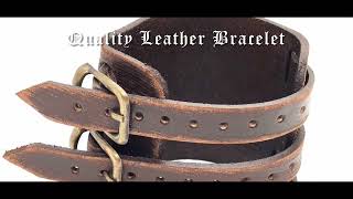 Personalized Triple strap, Leather cuff, Brown leather, Mens bracelet, Mens gift, Leather bracelet