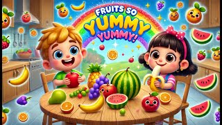 Fruits So Yummy Yummy! | Fun Healthy Eating Song for Kids | Learn Fruits \u0026 Colors 🍎🍌🎶