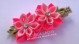 DIY Flor Delicada -Presilha de Flor  - Flor kanzashi  - Flower Easy