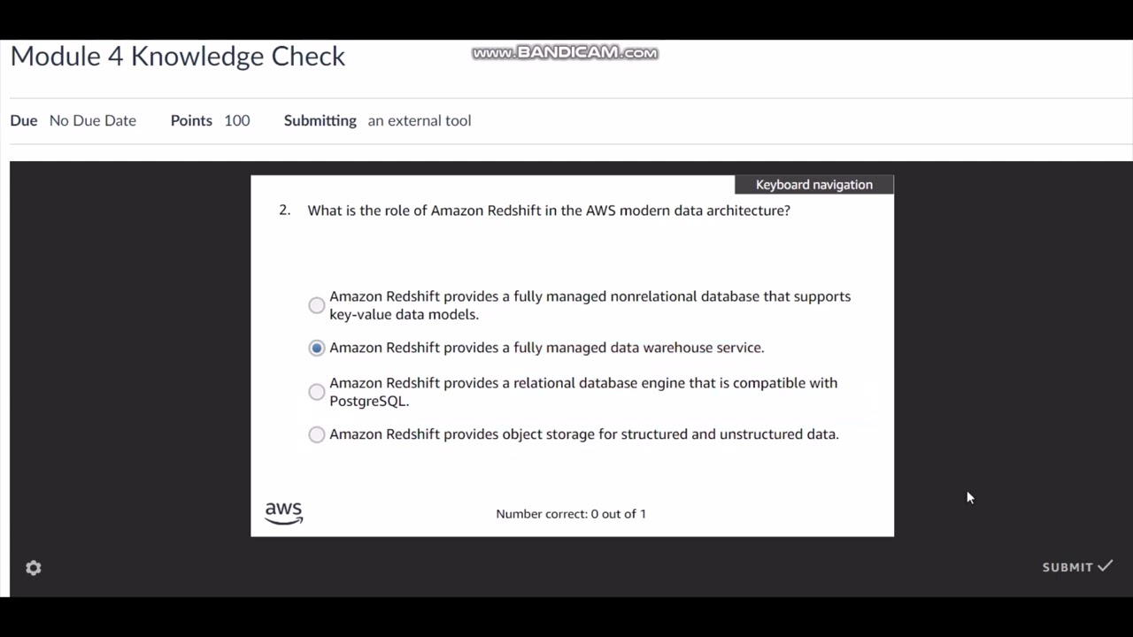 AWS Academy Data Engineering Module 4 Knowledge Check Answers - YouTube