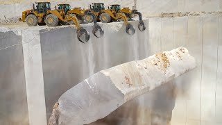 Extreme Way They Cut Gigantic Marble Blocks in Quarry