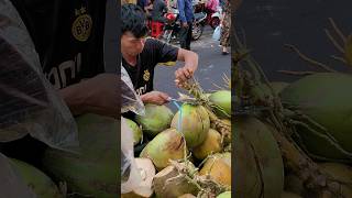 Cambodian youth's powerful coconut cutting skill!!!