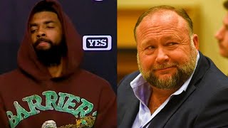 Kyrie Irving Gets Pissed off at Reporter for Bringing up Alex Jones! Nets VS Pacers Interview NBA