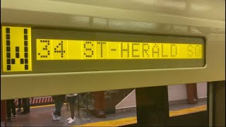 BMT line: Manhattan bound R46 W local train ride from Astoria Ditmars Blvd to 34 Street - Herald Sq