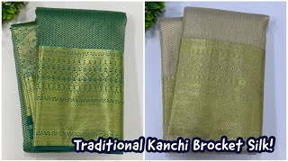 Traditional Wear - Kanchi Brocket Silk Sarees - Bright Zari Work Designs 🔥🔥