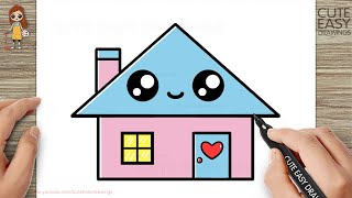 How to Draw a Cute House Easy for Kids and Toddlers