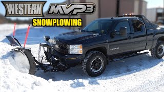 2009 Silverado 2500HD Snowplowing Western MVP3 Stainless 8'6"