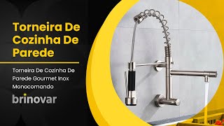 Torneira De Cozinha Parede Gourmet Monocomando Inox Prata