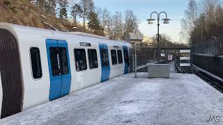 Subway trains at Vårberg, Stockholm, Sweden (type C6, C20, C30)