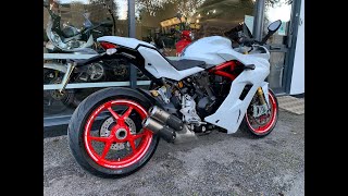 DUCATI SUPERSPORT S 937 2018 WHITE AKRAPOVIC EXHAUST QUICK REVIEW AND START UP