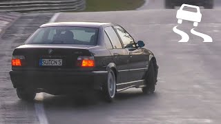 SLIPPERY Conditions on the NURBURGRING! Slides, Fast Driving \u0026 Action!