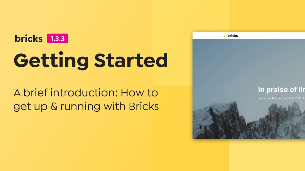 Bricks Getting Started Installation Settings Editing Youtube