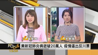 FOCUS／美疫情死20萬人！ 川普催生「反川選民」出籠 投票率有望創百年新高