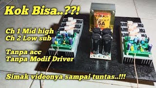 Memisah karakter power rakitan ch 1 mid high ch 2 low sub tanpa acc tanpa modif driver | Trik hemat