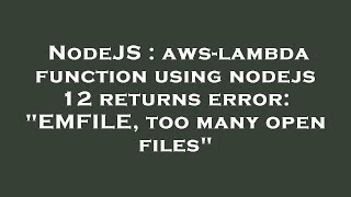 NodeJS : aws-lambda function using nodejs 12 returns error: "EMFILE, too many open files"