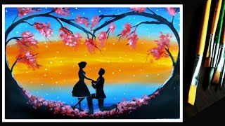 Valentine's Day Special 2021, Love Couple Painting for Beginners - Easy Acrylic Painting - Love Bird