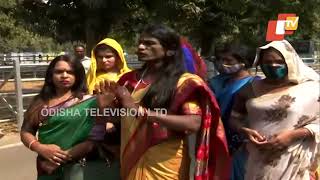 Members of transgender community protest in Bhubaneswar demanding resignation of CM Naveen Patnaik